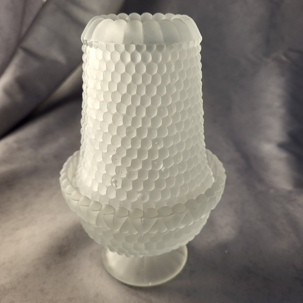 6.5" Vintage Frosted Clear Thousand Eye Hobnail Fairy Lamp Base & Top